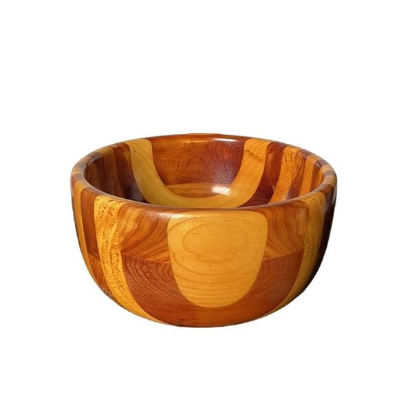 Handmade in Maine Maple and Cherry Wood Striped Wooden Serving Bowl - Picture 6 of 10